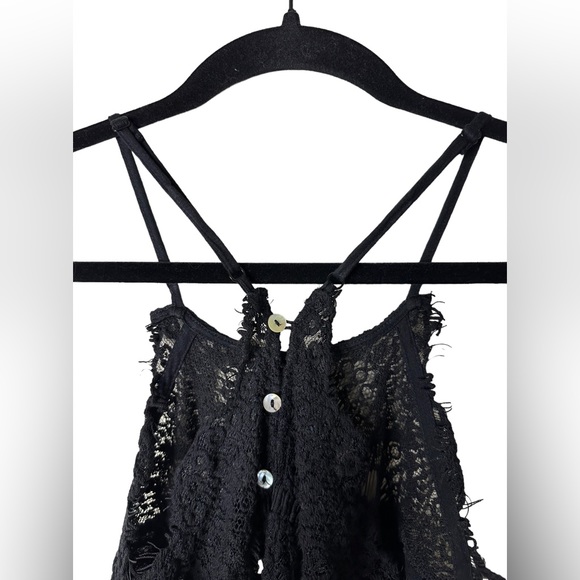 Free People Intimates Black Lace Button Back Mini Dress Size Large - Picture 8 of 10